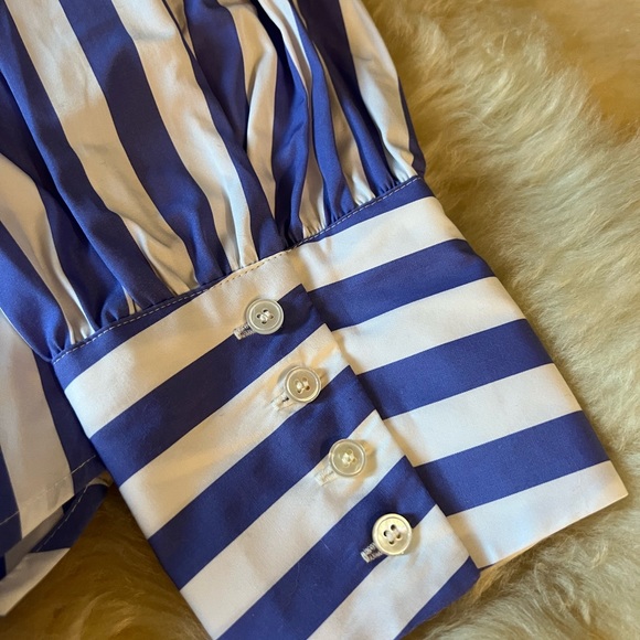 Thomas Mason Shirting for J.Crew. Size 10. Blue and White stripes. 100% Cotton. - Picture 3 of 3